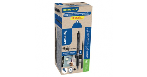 Roller encre effacable Pilot Frixion Clicker - rechargeable - noir - par 12 avec 12 recharges