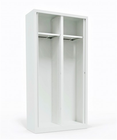Vestiaire double métallique Etic - h. 198 x l. 100 cm - unicolore - fermeture rideaux