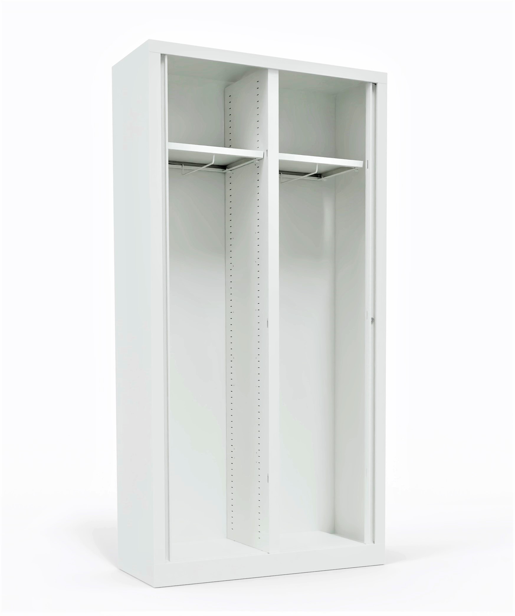 Vestiaire double métallique Etic - h. 198 x l. 100 cm - décor bois - fermeture rideaux