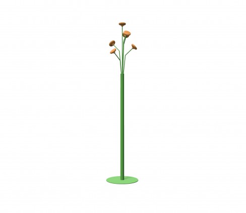 Portemanteau sur socle Lotus - 6 patères bois