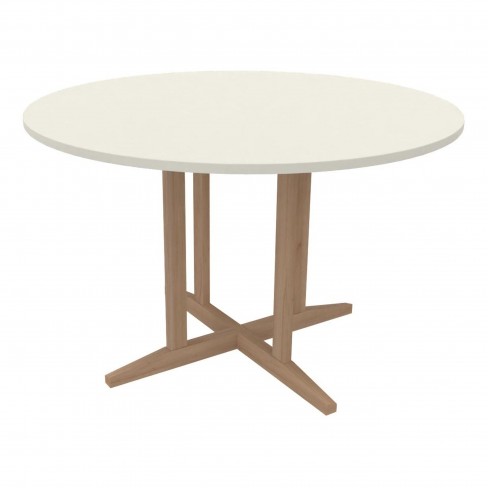 Table Soline piétement central - Ø 120 cm - hêtre verni naturel - chant plastique