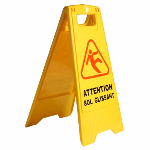 Panneau attention sol glissant