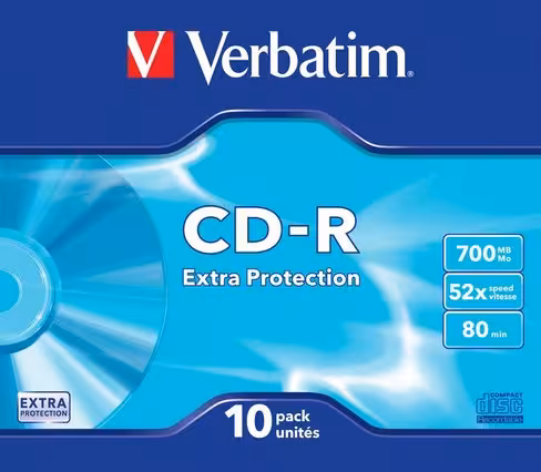 CD-R - Verbatim - 80 mn - 52x - 700 Mo - Par boite slim de 10