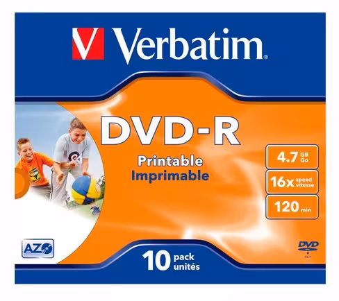DVD-R imprimable - Verbatim - 120 mn - 16x - 4,7 Go - Par boite slim de 10