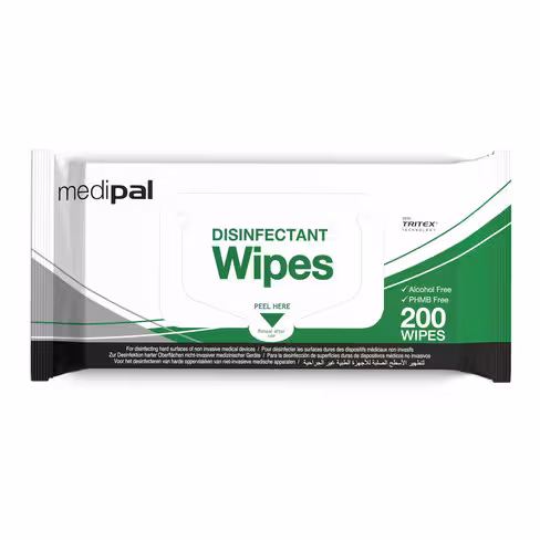 Lingettes détergentes désinfectantes Medipal - 6 sachets de 200 lingettes