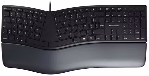 Clavier AZERTY ergonomique filaire - Cherry KC 4500 avec repose-poignets - noir