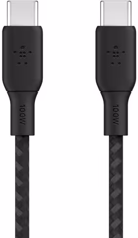 Câble charge rapide USB-C 100 W tressé - 3 m - Belkin - noir