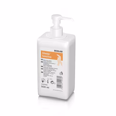 Lotion de soin pour les mains Silonda Sensitive - 12 flacons pompe de 500 ml