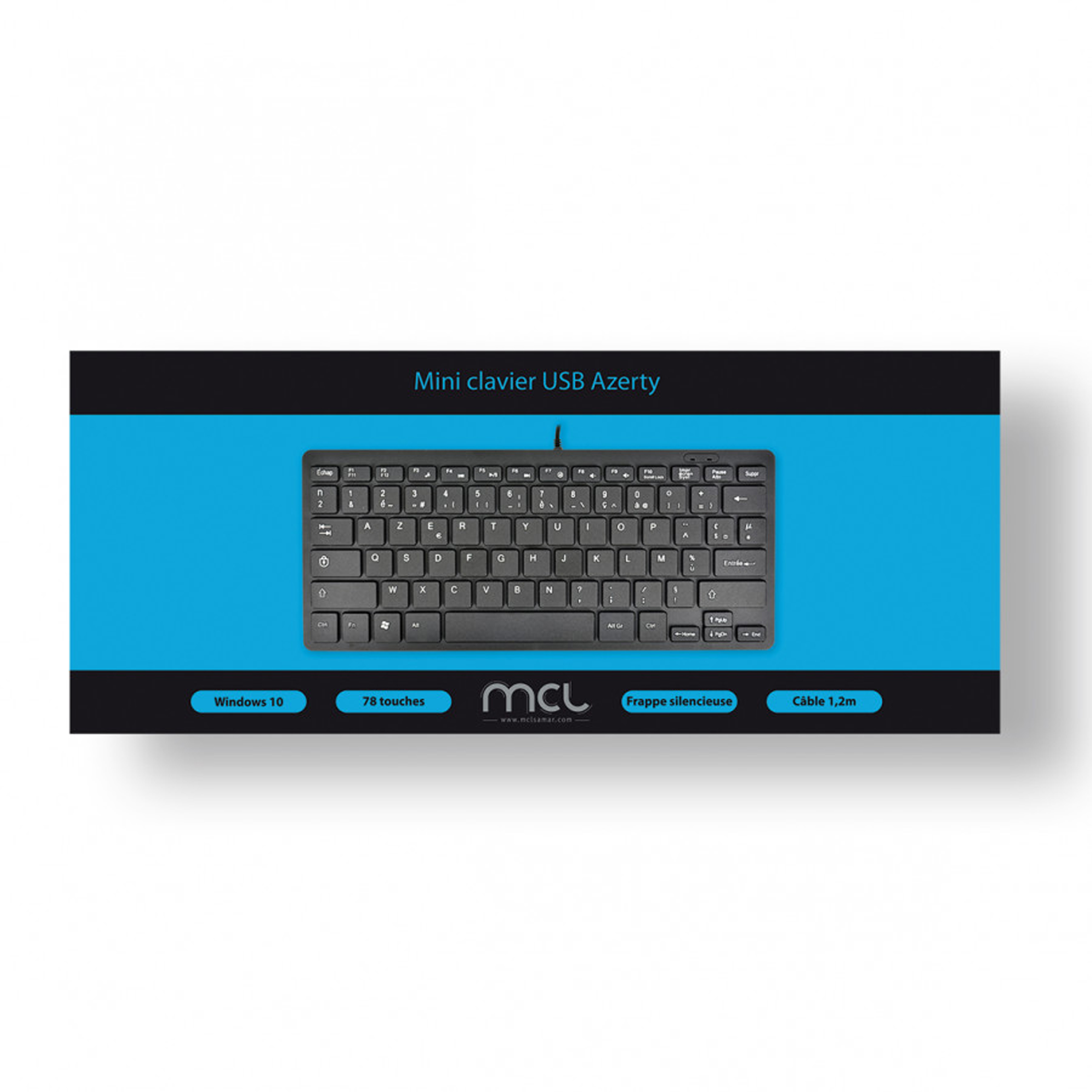 Clavier AZERTY filaire - MCL ACK-600U/N - compact avec pavé numérique virtuel - USB - noir