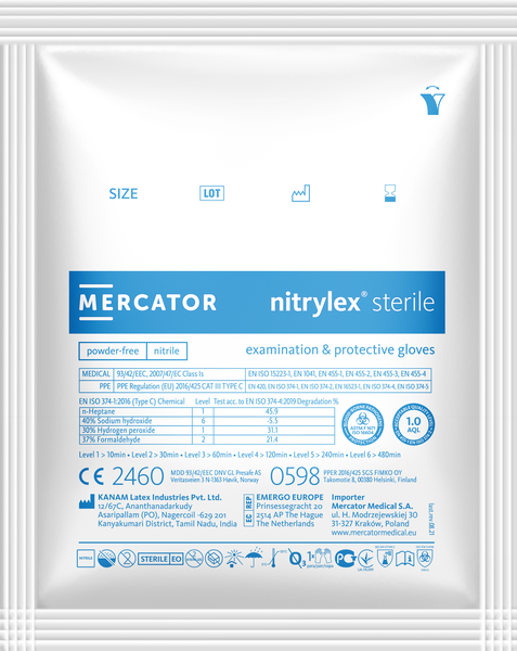 Gant nitrile stérile NITRYLEX bleu taille L x 100