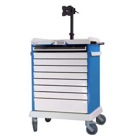 Chariot de soins Easy Soins ES10 Power équipé pour 16 patients et alimenté (pour PC ou tablette)