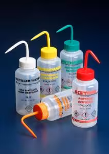 Pissette de sécurité anti-goutte LDPE 500ml méthanol bouchon vert, version US x5