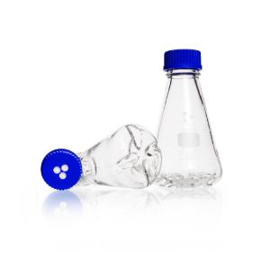 Fiole erlenmeyer DURAN avec 4 déflecteurs GL45, capuchon à membrane en PP, bleu, 1000 ml x1