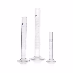 Eprouvette DURAN à pied hexagonal, Classe A, avec bleu grad., 50 ml x 2