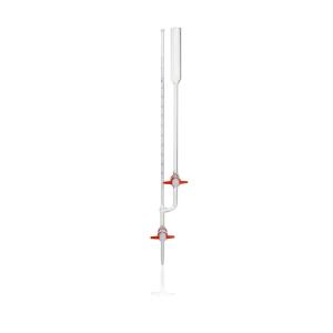 Burette DURAN, grad bleues, bande Schellbach, robinet droit clé PTFE,, Classe AS, certif de lot, 1 ml x 2