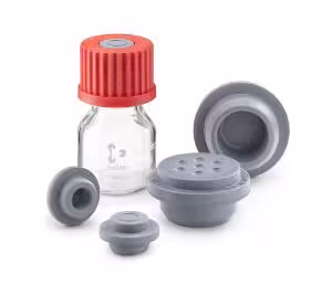 Bouchon obturateurs en caoutchouc, DURAN GL 25, bouchon droit, bromobutyle gris x10