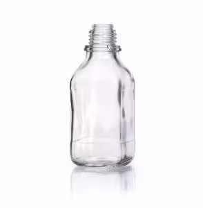 Flacon carré en sodocalcique, clair, à col étroit, ss cap protect de poussières ni bague de déversement, 250 ml x 10