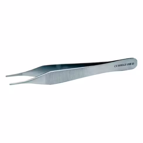 Pince Micro Adson à usage unique - sans griffes - mors striés - 120 mm - boîte de 50 unités