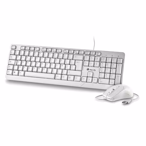 Pack clavier AZERTY et souris filaire - NGS Cocoa kit - USB - blanc