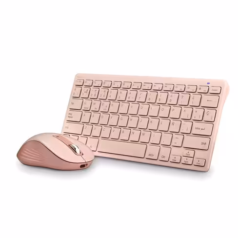 Pack clavier AZERTY et souris sans fil - NGS Fantazykit - ultra plat - Bluetooth rechargeable - rose