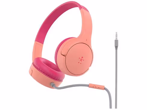 Casque audio filaire jack enfant avec micro Belkin rose SoundForm Mini - règlable - supra-aural 85 dB