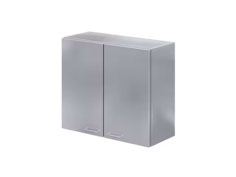 Placard mural - 2 portes- en inox 900 mm - dimensions: l.900 x p. 380 x h. 770 mm - hors montage