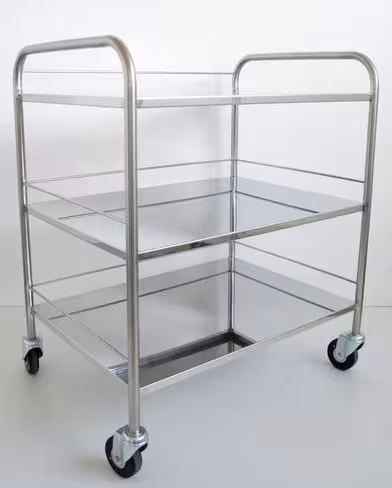 Chariot inox urinaux - 3 plateaux charge maxi 60 - dimensions: l. 600 x p. 400 mm - hors montage