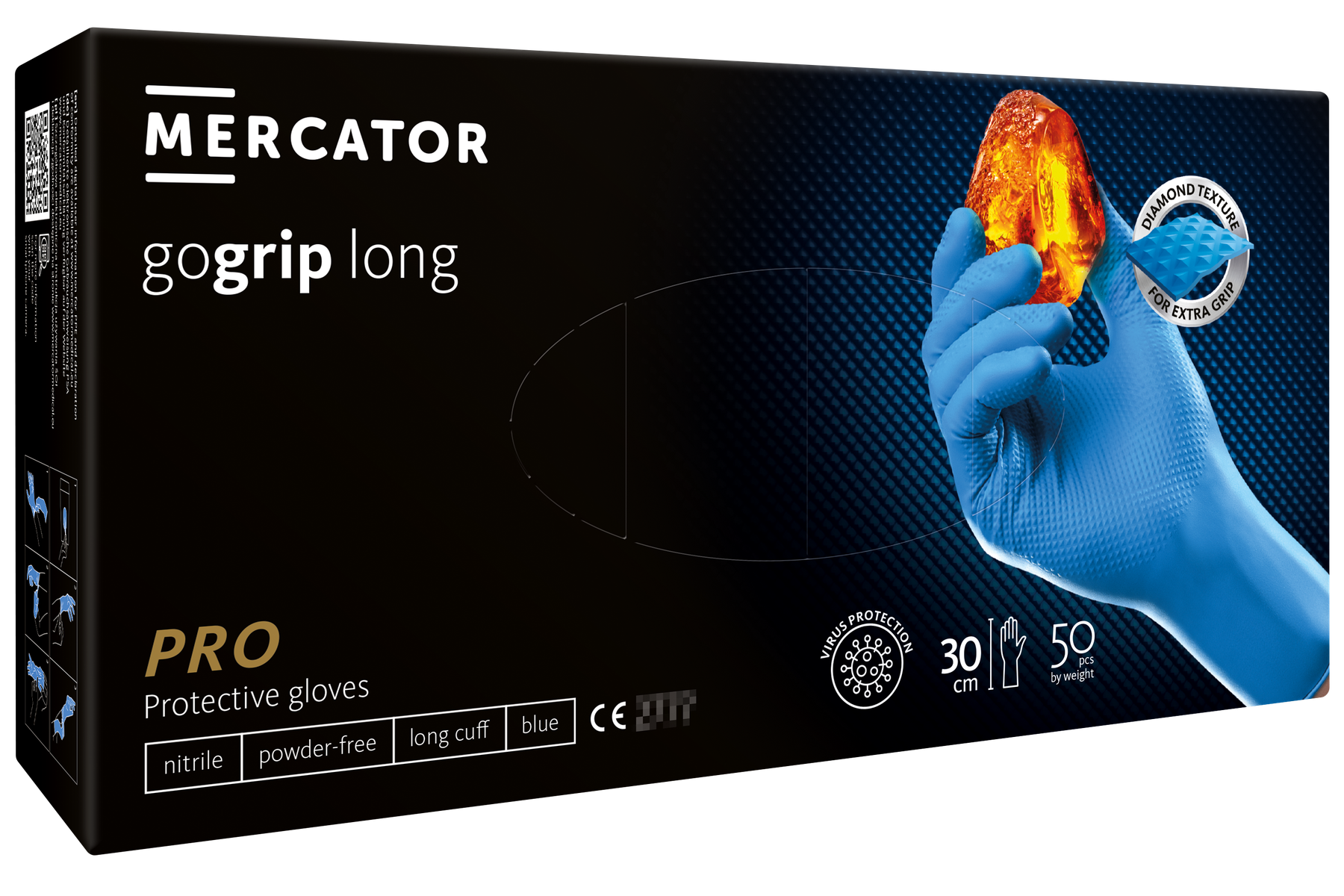 Gant nitrile GOGRIP épais manchette 300 mm bleu taille XXL x 50