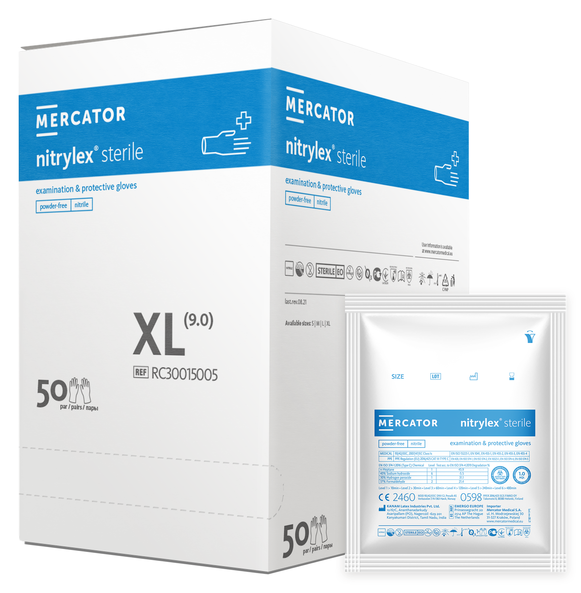 Gant nitrile stérile NITRYLEX bleu taille XL x 100