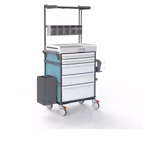 Chariot d'anesthésie MODALLI façade 600 mm 9 glissières - équipé ANV4