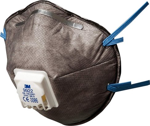 Masque anti-particules gris spécialisé 9922 FFP2 avec soupape d’expiration x 10