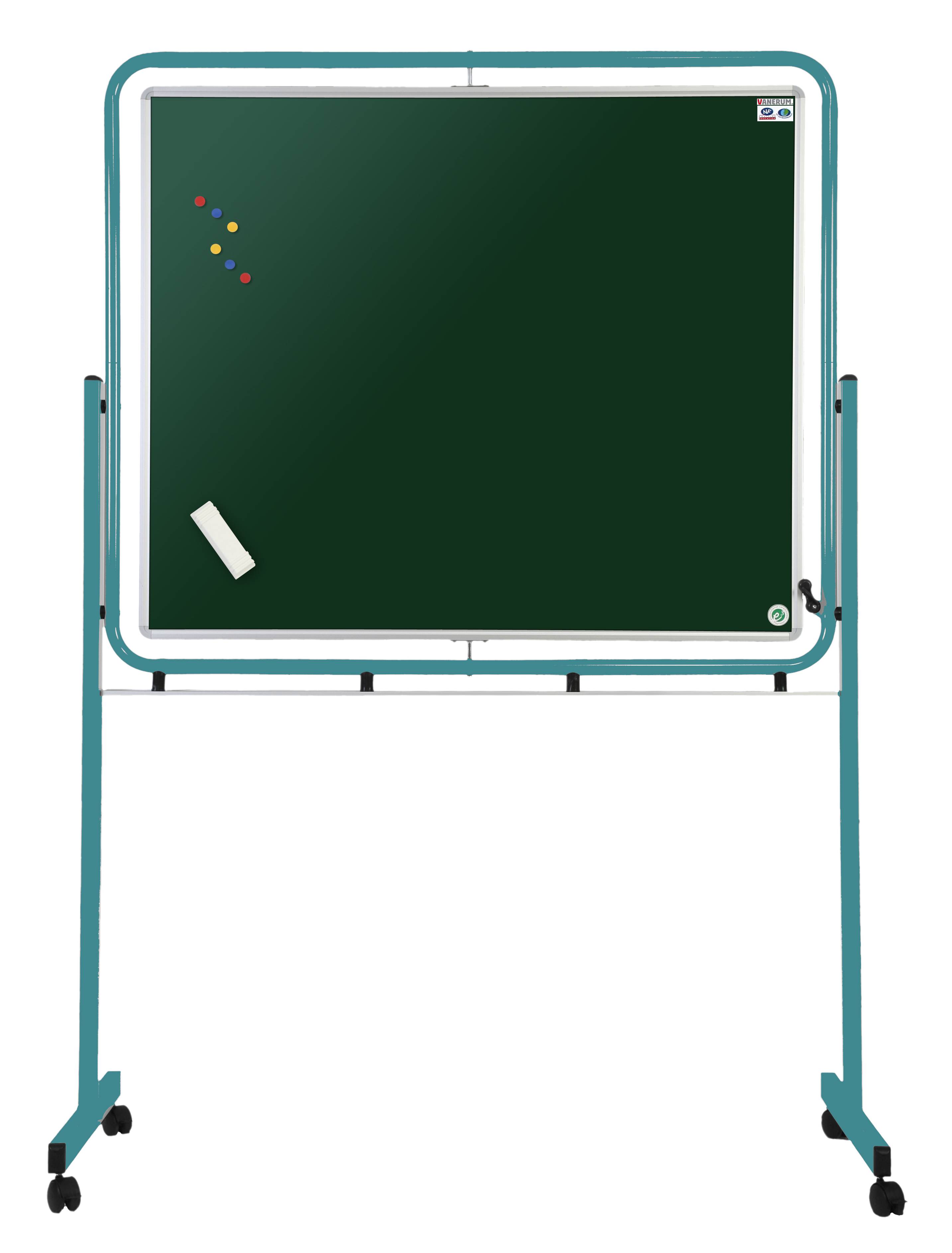 Tableau pivotant sur pieds 120 x 100 cm - avec roulettes - 2 faces vertes