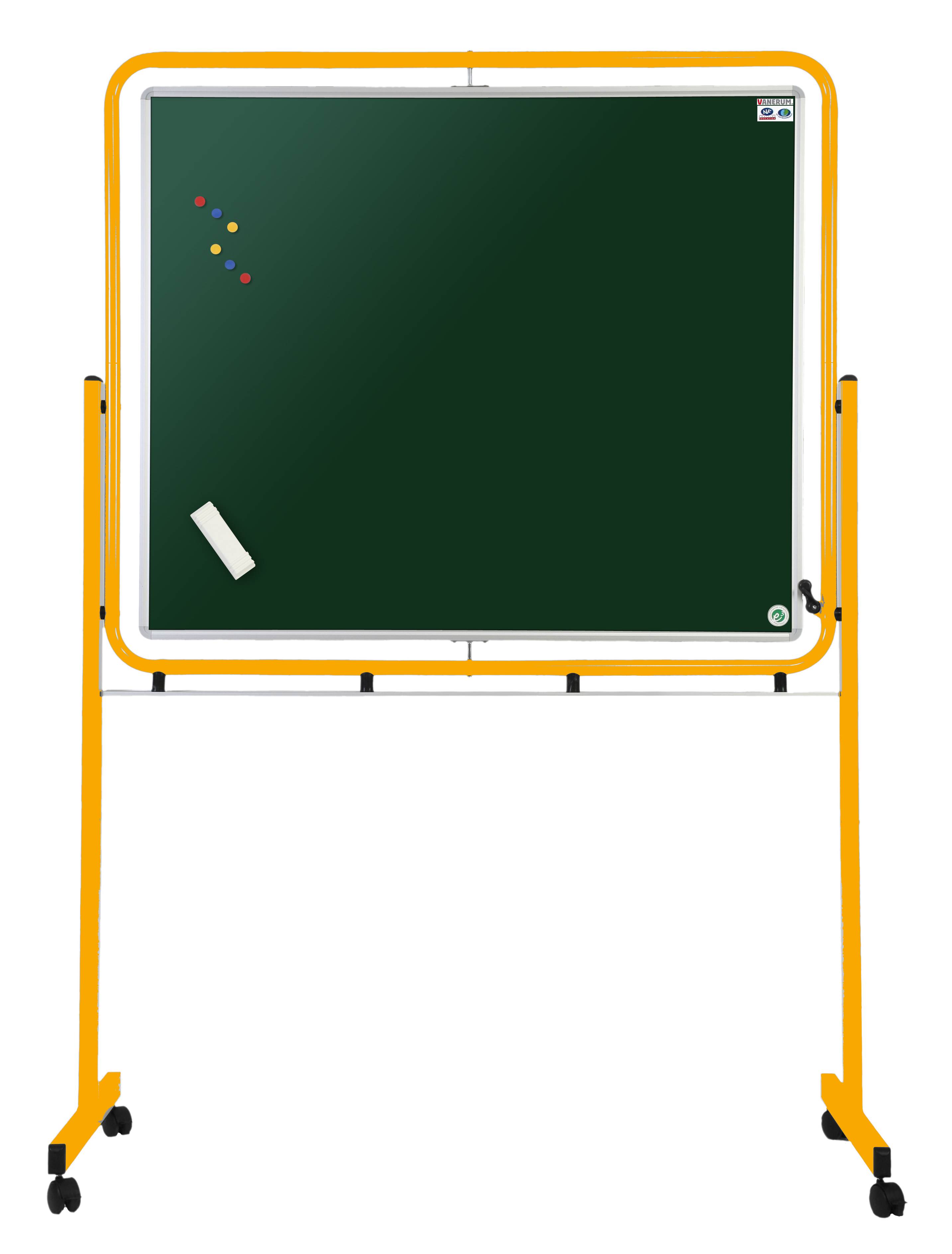 Tableau pivotant sur pieds 120 x 100 cm - avec roulettes - 2 faces vertes