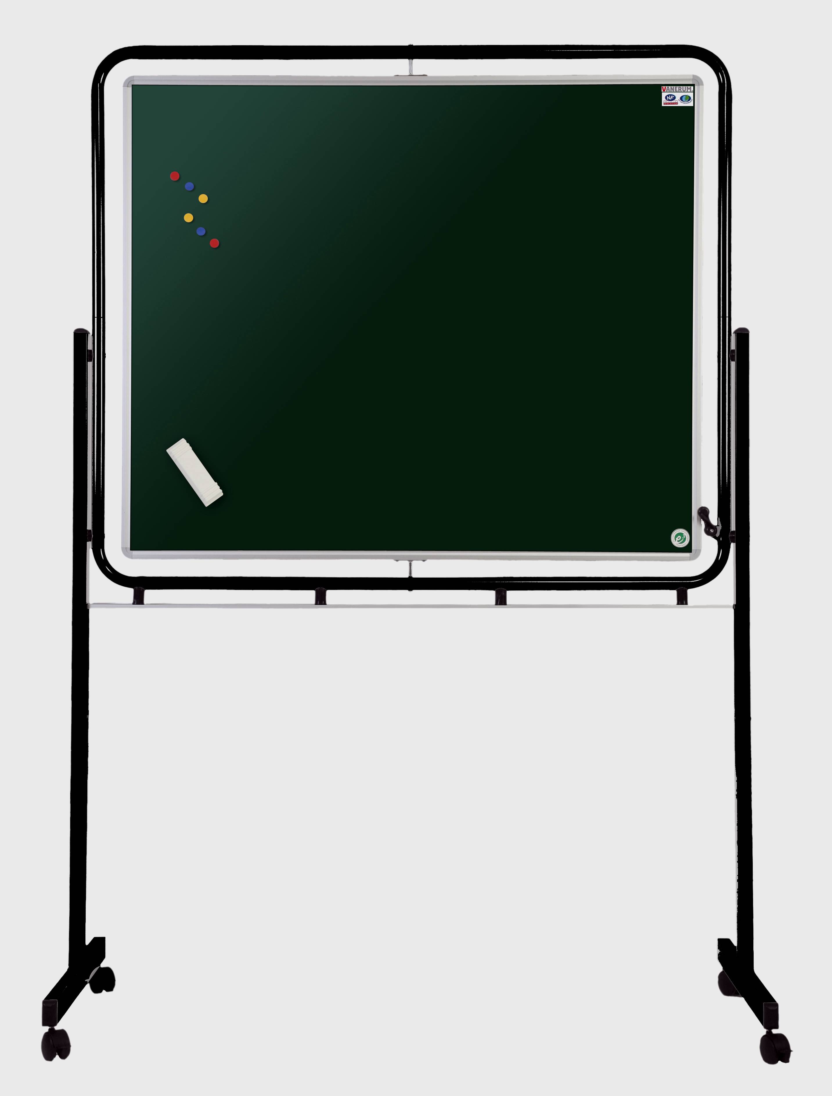 Tableau pivotant sur pieds 120 x 100 cm - avec roulettes - 2 faces vertes