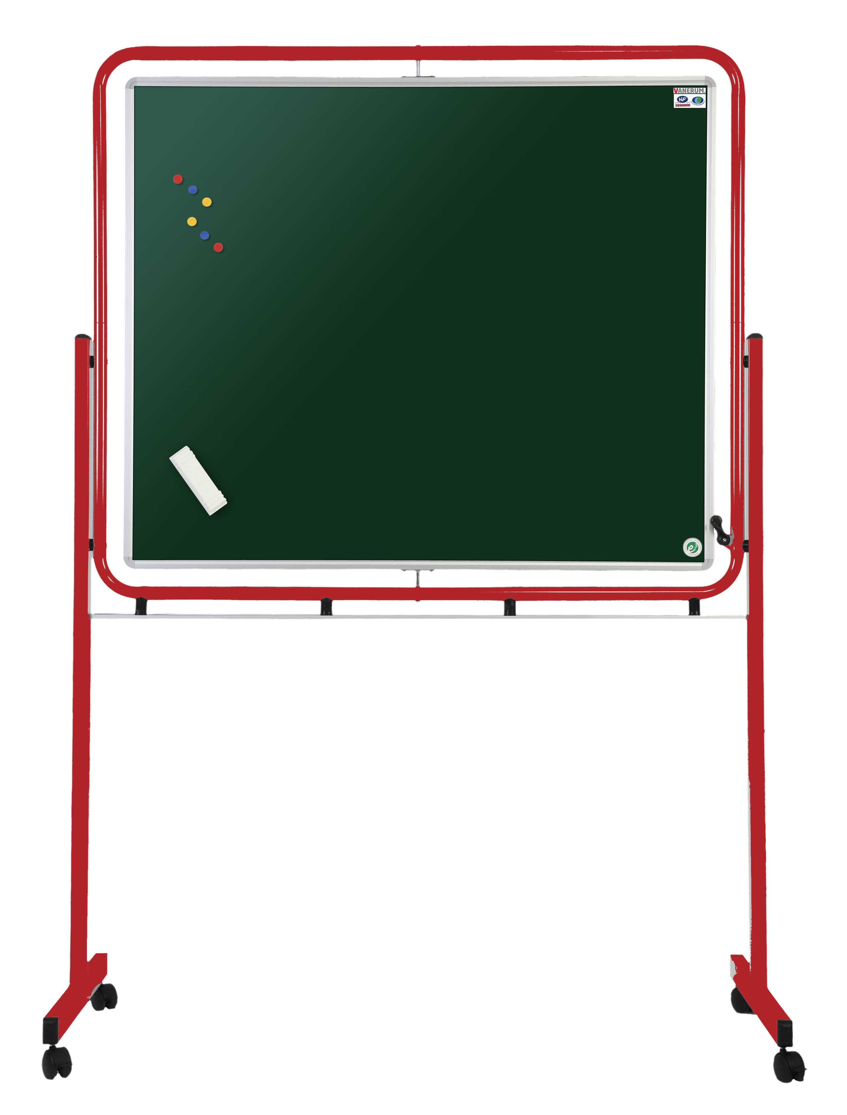 Tableau pivotant sur pieds 120 x 100 cm - avec roulettes - 2 faces vertes