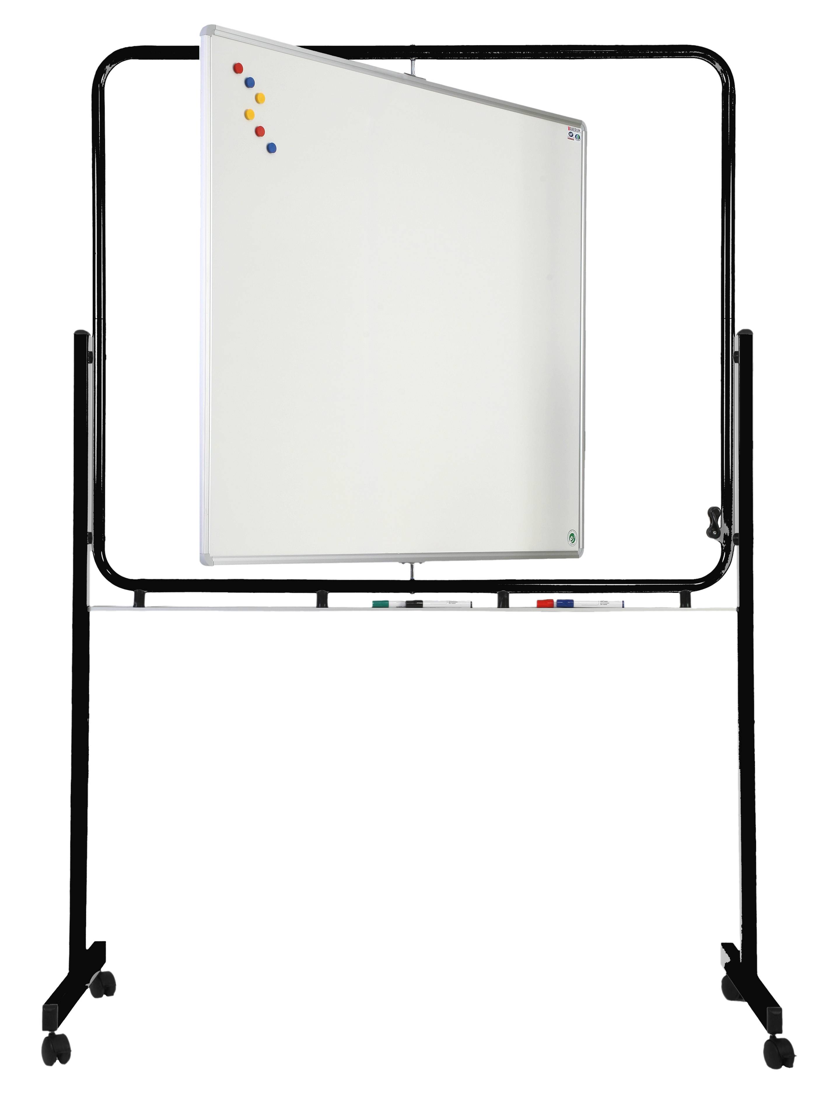 Tableau pivotant sur pieds 120 x 100 cm - avec roulettes - 2 faces blanches