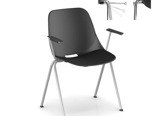 Fauteuil 4 pieds Bakea - polypropylène - piétement époxy - empilable et accrochable - lot de 4