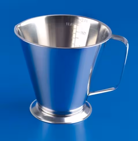 Bécher à pied et bec verseur en acier inoxydable gradué 3000ml 145x175mm