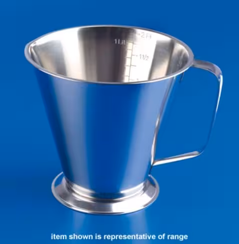 Bécher à pied et bec verseur en acier inoxydable gradué 2000ml 150x215mm