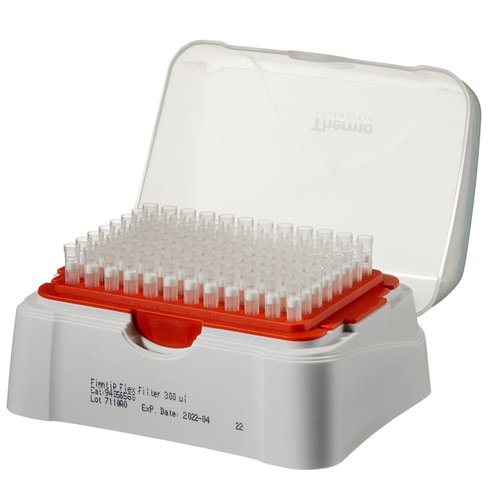 Pointes de pipettes à filtre Finntip Flex 5-300 µl orange, rack stérile x960