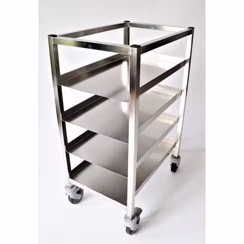 Chariot 4 niveaux de tablettes pleines - pour bac 530 x 325 mm ou 620 x 320 mm - h. max 150 mm