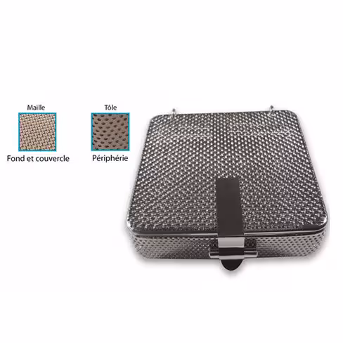 Panier de lavage - maille 1 x 1 et tôle microperforée - 80 x 80 x 20 mm