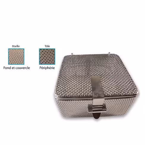 Panier de lavage - maille 1 x 1 et tôle microperforée - 80 x 80 x 40 mm