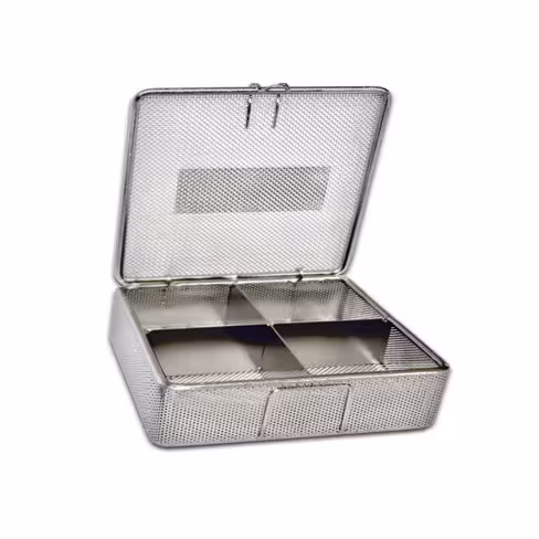Panier de lavage - maille 1 x 1 et tôle - 4 compartiments - 140 x 150 x 50 mm