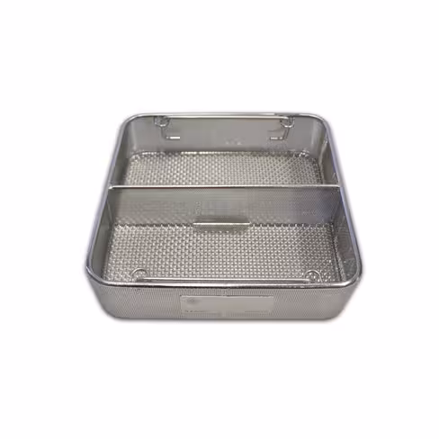 Panier de lavage - maille 4,5 x 4,5 et tôle - 2 compartiments - 240 x 150 x 70 mm
