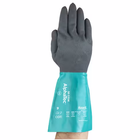 Gants multi-risques protection chimique - AlphaTec 58-535W - Ansell - nitrile - gris - taille 7 - lot de 72 paires
