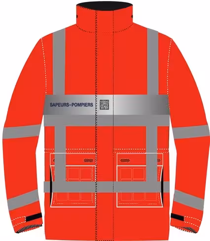 Parka haute visibilité Sapeurs-Pompiers - rouge - bandes microbilles
