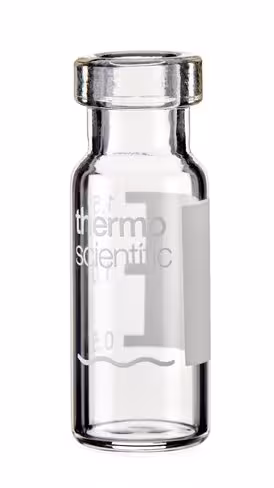 Vial 2ml clear crimp 11mm wide opening id pat, x100