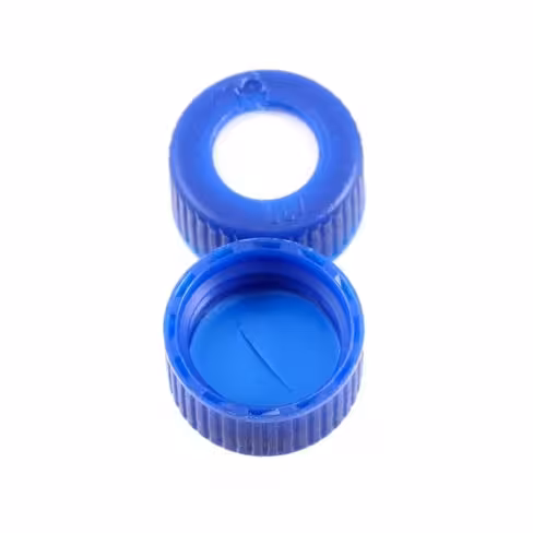 Bouchon screw 9mm blue pp white silicone / white, x5000