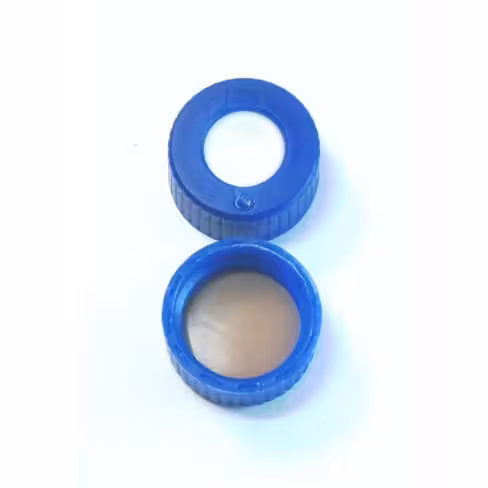 Bouchon screw 9mm blue pp white silicone / white, x1000
